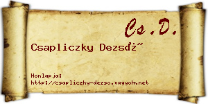 Csapliczky Dezső névjegykártya